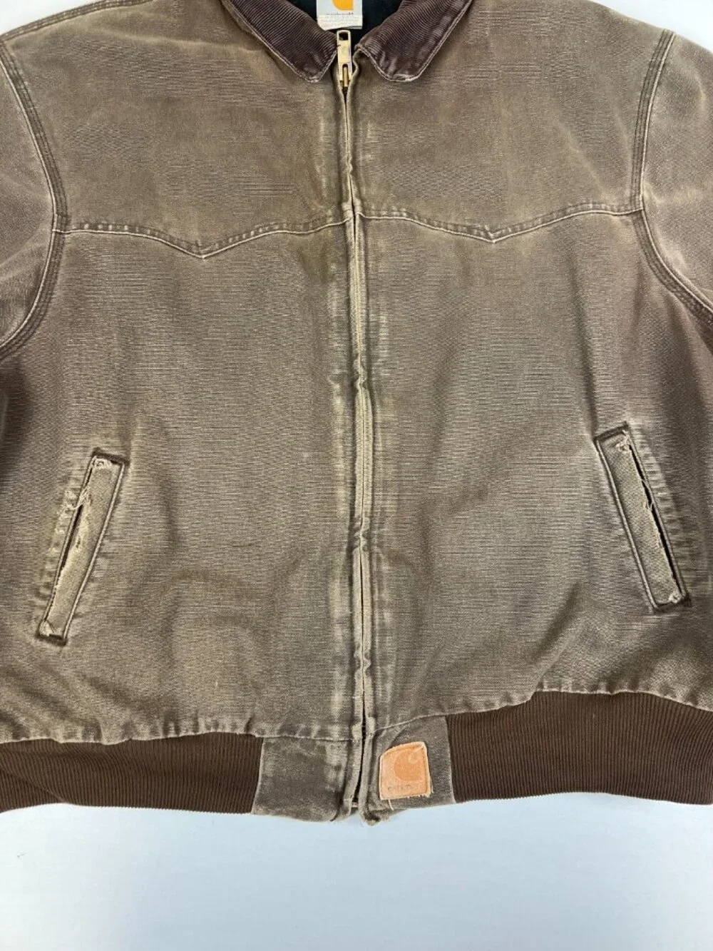 VTG Carhartt Men XLT Brown Sandstone Active Jacket Quilted Flannel Lined J14 CHT - Picture 9 of 14